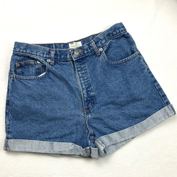 Vintage Moda Intl High Waist “Mom” 100% Cotton Dark Wash Cuffed Jean Short (10) - Picture 1 of 14